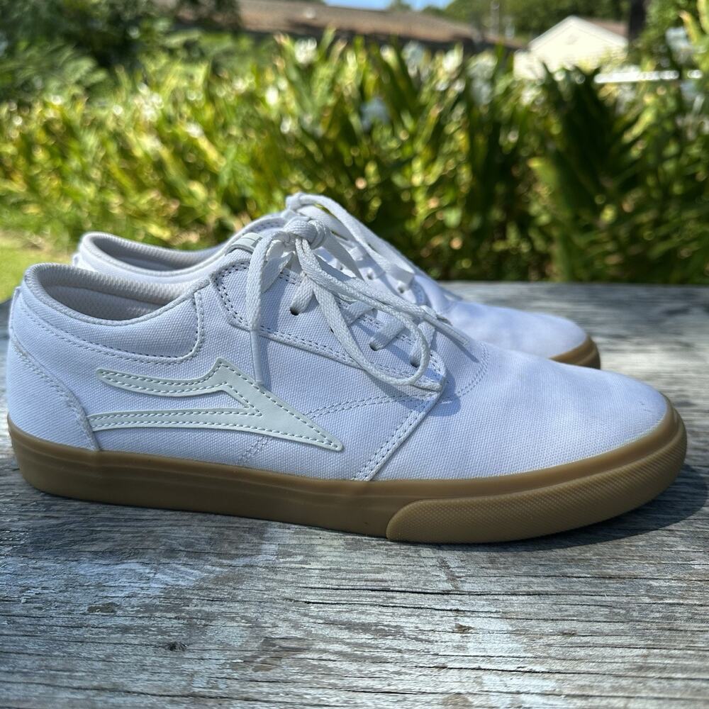 Lakai Griffin Men’s 9.5 White Gum Canvas Skateboarding Sneakers Shoes 890